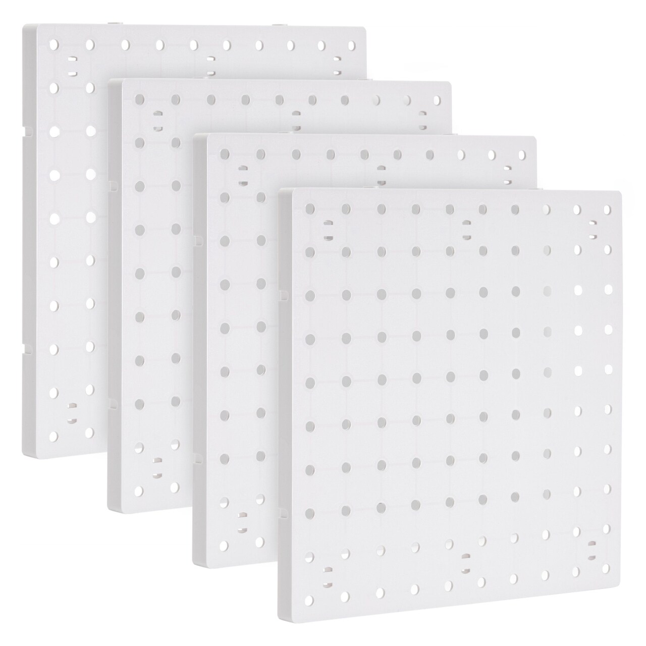 4 Pack Pegboard Wall Organizer for Jewelry, Cooking Utensils (10 x 10 in, White)